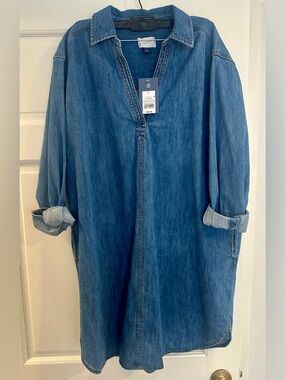 Target denim long sleeve V neck mini dress